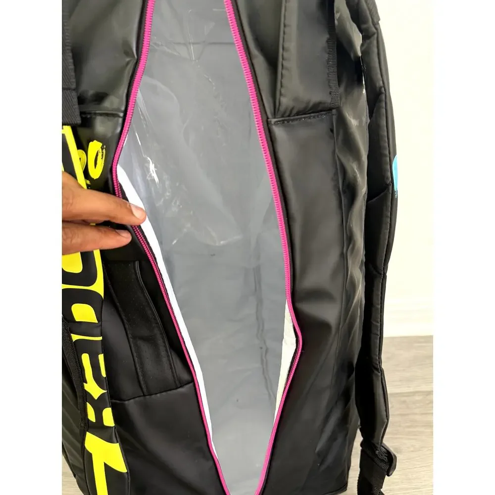 Babolat Pure Aero Rafa 6 Pack Tennis Racquet Bag Navy Pink Yellow